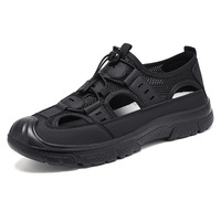 Sandales d'été respirantes décontractées pour hommes, chaussures de randonnée en plein air à une pédale, chaussures de marche aquatique, motif à trous, motif à brides croisées, design à carreaux