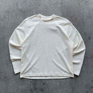 T-Shirt di Lusso da Uomo, 300 Gsm, in Maglia Waffle, Oversize, Personalizzabile, Streetwear, <span class=keywords><strong>Bianca</strong></span>, Vintage, <span class=keywords><strong>a</strong></span> <span class=keywords><strong>Maniche</strong></span> <span class=keywords><strong>Lunghe</strong></span> - Product Image 1