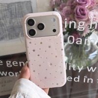 Stilvolle IMD Runde Kanten Laser Stern Kariert Rosa Lilien Muster Schutzhülle für iPhone 18 Pro Max 13 14 15 16 17