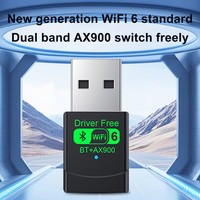 Clé USB Wi-Fi 6 double bande 2,4 GHz et 5 GHz, pilote gratuit, 2 en 1, récepteur Wi-Fi BT 5.4, carte réseau sans fil 900 Mbps, adaptateur
