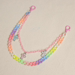 Cross Double Layer Pants Chain <b>Plastic</b> Color <b>Block</b> Party Waist Chain Punk Style - Product Image 3