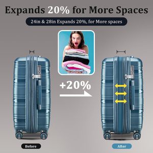 Lots de bagages en gros – Valises rigides en PP gris à coque côtelée, testées par un tiers, assortiment en stock - Product Image 5