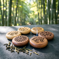 Couvercle de remplacement rond en bois de noyer et bambou, gravé et personnalisé avec logo, pour boîte de rangement d'encens en bois