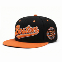 Casquette de baseball hip-hop personnalisée avec logo de ville, bicolore, en sergé, broderie 3D en relief vintage, visière plate, snapback pour streetwear, vente en gros