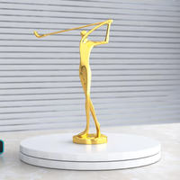 Figurine de golf en métal plaqué or personnalisée de 270 mm, statue sportive, ornement de bureau, trophée avec technique de moulage, design personnalisable
