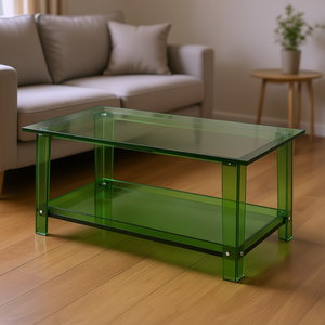 Tavolino da Caffè Moderno Rettangolare in Acrilico a 2 Ripiani Verde 19.7 X 31.5 X 15.7 Arredamento per Soggiorno - Product Image 2