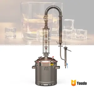 UDLW-22 22L Industrial Automatic System Rum Whisky Gin Vodka Organic Rose Hydrosol Alcohol Distillation Making Machine For Home