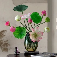 Tiges de fleurs de lotus en soie et gousses – Arrangements floraux artificiels pour la décoration du salon, accessoires photo, accents de cour et de maison