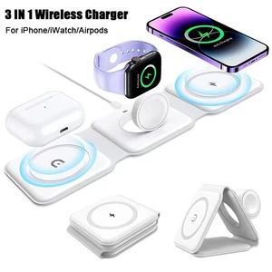 Cargador Inalámbrico Magnético <span class=keywords><strong>3</strong></span> en 1 para iPhone 15 14 <span class=keywords><strong>13</strong></span> 12, para IWatch y AirPods, Estación de Carga Rápida de 15W, Cargador Plegable - Product Image 1