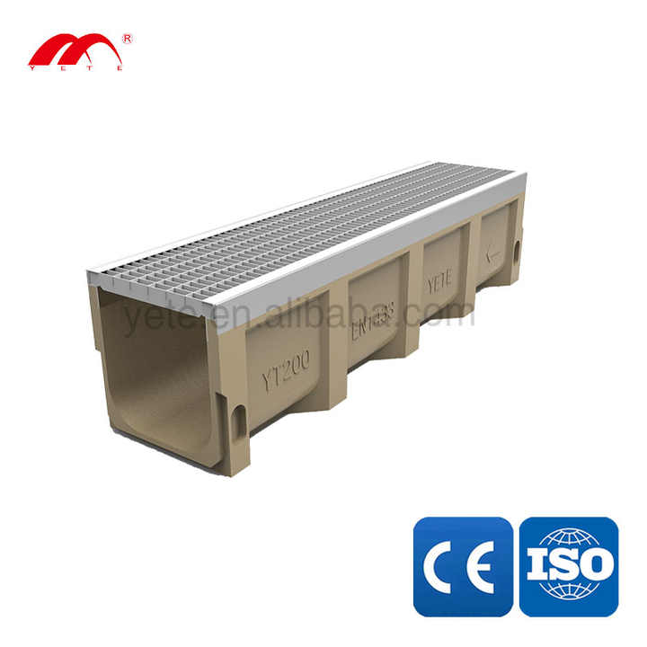 U Shape Polymer Concrete Drain Building Drainage Trench with Stainless ...