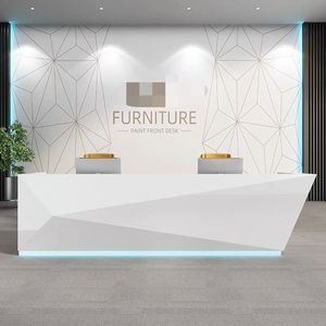 Mostrador de Recepción LED con Forma Fantástica, Mostrador de Recepción en Forma de L para Oficina, Salón de Belleza - Product Image 1