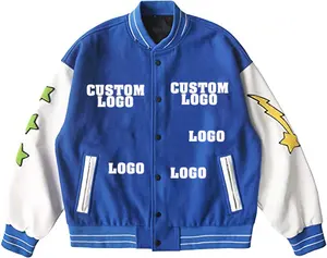 OEM Custom High Quality Star Embroidery Color Blocking Sports Bomber Baseball Jacket For Men