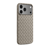 Étuis de téléphone portable en TPU à texture cuir tissé IMD de luxe pour iPhone 17 Pro Max, design professionnel fin, antichoc, protection de l'appareil photo