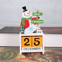 Calendrier de l'Avent en bois, calendrier de bureau avec Père Noël, bonhomme de neige, renne, décoration de table de Noël, ornement, cadeau de Noël