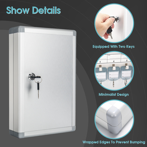 Glosen 壁挂式铝合金钥匙盒，大号，带钥匙锁和 96 个标签，适用于酒店/汽车经销商/医院等场所。 - Product Image 2