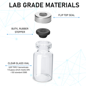Ampoules en verre rondes vides de 2 ml avec bouchon en caoutchouc et estampage doré pour médicaments - Product Image 3
