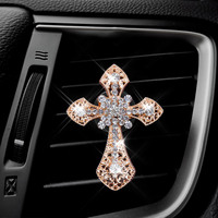 Diffuseur de parfum pour voiture V-6665 en forme de croix de Jésus en cristal, décoration intérieure automobile, clip pour grille d'aération