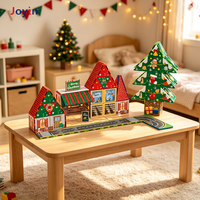 Tuiles magnétiques de Noël 108 pièces 7,5 cm, ensemble de construction Bonhomme de neige festif, 36 carrés, 20 triangles, 84 plaques en fer souple, jouet cadeau