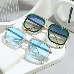 Gafas de Sol Cuadradas de Metal Vintage con Logotipo Personalizado, Gafas de Sol de Piloto con Marco Grande y Protección UV400 para Hombre - Product Image 2