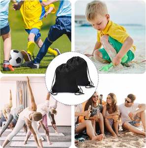 High Quality Swimming Soccer Outdoor Sports Kids Recyclable Nylon Black Frosted <b>Drawstring</b> <b>Backpack</b> - Product Image 5