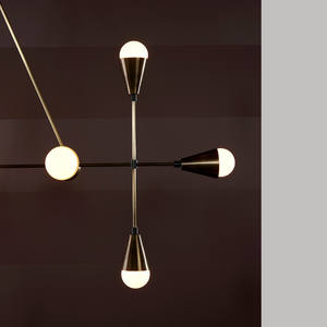 Estilo americano diseñador creativo cobre comedor sala de estar isla candelabro lineal colgante luz aparato - Product Image 6