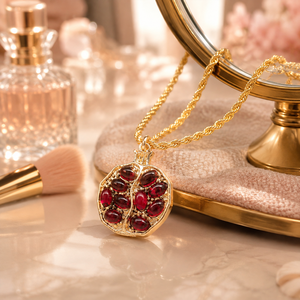 Collana con ciondolo a forma di frutto rosso, gioielli retrò da donna per tutti i giorni, idee regalo - Product Image 5