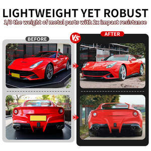 Kit carrosserie style RZ en fibre de carbone à prix réduit pour Ferrari F12 : lèvre avant, lèvre arrière, jupes latérales, spoiler. - Product Image 2