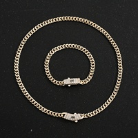 Bracelet Chaîne Maille Cubaine Plaqué Or 14K pour Hommes et Femmes, Bijoux Hip Hop en Laiton, Fermoir en Zircon Cubique Étincelant, Bracelet en Cuivre Vente en Gros