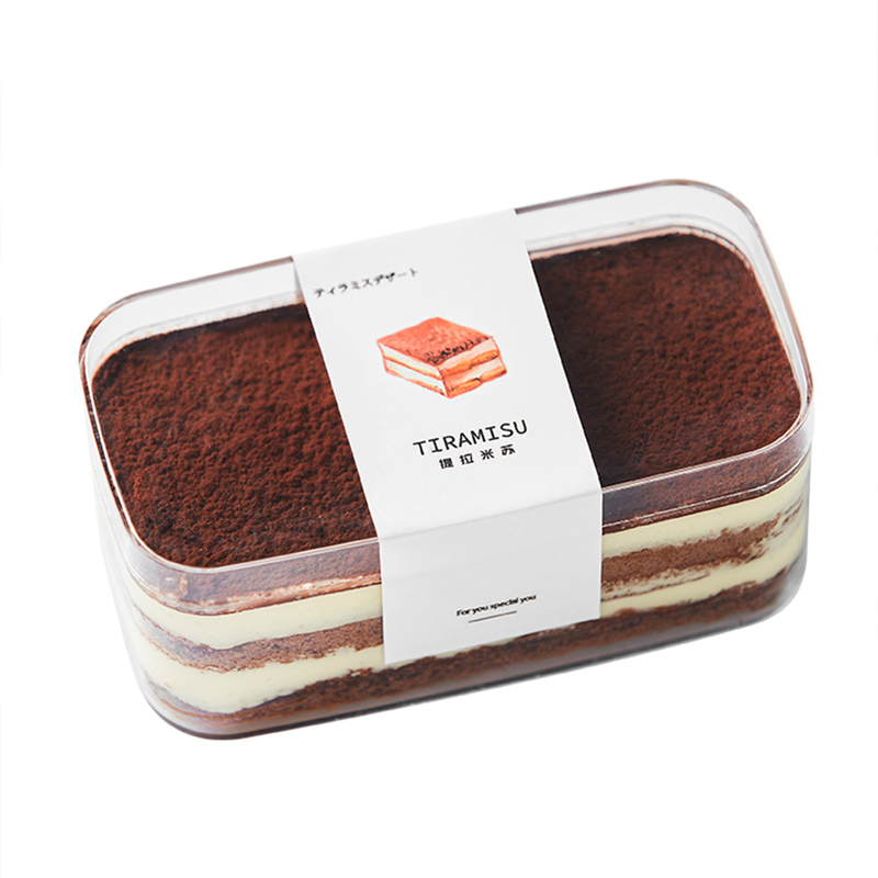 Plastic Tiramisu Packaging Box Subnet Red