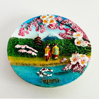 Usine Promotionnel Résine Artisanat Statue 3 D Style Japonais Réfrigérateur Aimant Logo Personnalisé Souvenir Maison Réfrigérateur Décor Cadeaux