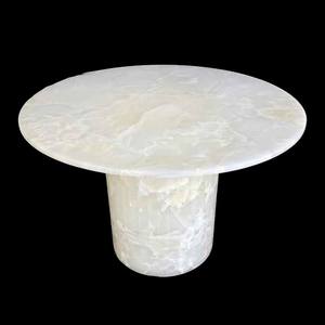 Table basse en marbre blanc translucide de haute qualité, effet onyx de l'âge de glace, rétroéclairée, en pierre naturelle, design moderne, écologique, Diwali - Product Image 2