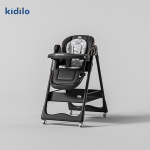 <span class=keywords><strong>Silla</strong></span> Alta para Bebé Kidilo KD505, Plegable, Ajustable, Multifuncional, <span class=keywords><strong>Silla</strong></span> de Aprendizaje OLIVER, Compatible con Automóviles, Color Negro/Gris, para Comer - Product Image 5