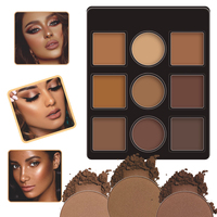 Palette correcteur de maquillage pour le visage brun mat végétalien de marque privée de 9 couleurs poudre pressée Palette de contour de maquillage