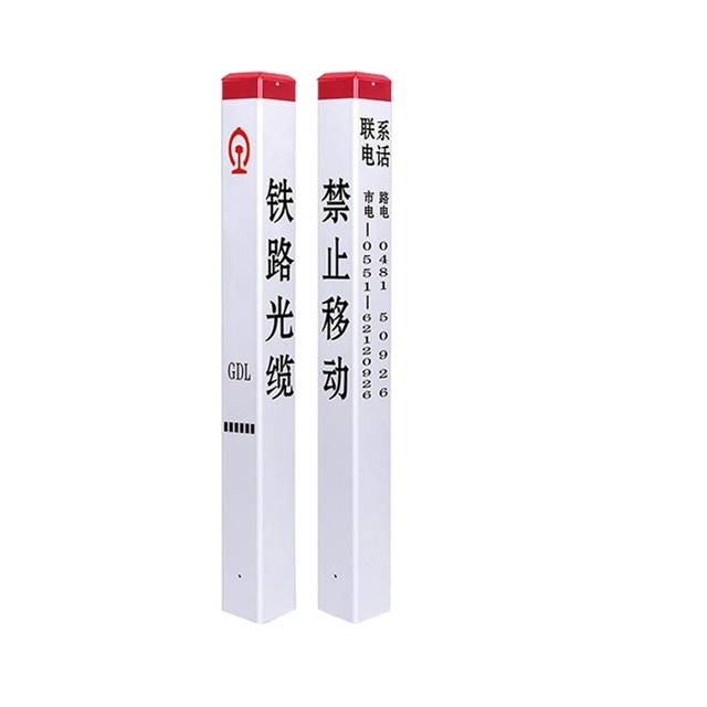 UV Resistant FRP Fiberglass Utility Marker Post Custom Print Warning Pile for Underground Pipeline Cable