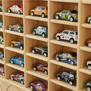 Solid Wood <b>Wall</b> Mounted Storage Rack Irregular Shape Multi Compartment For Toys Figurines Car Models <b>Display</b> Living Room - Product Image 3