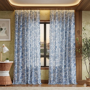 Rideaux floraux à texture lin pour projets hôteliers, OEM ODM, sur mesure, en lin et polyester, qualité contractuelle, pour l'hôtellerie, fabricant pour commandes en gros - Product Image 1