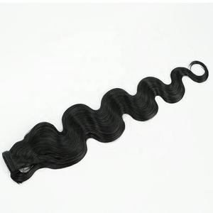 Extension de queue de cheval en cheveux humains naturels non traités, 100g, queue de cheval complète, cheveux brésiliens, queue de cheval à clip, 22 pouces, couleurs noir et brun - Product Image 2