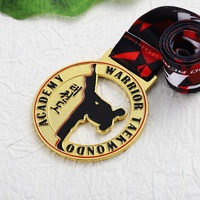 Médaille de sport personnalisée en métal, alliage émaillé, design creux, pour arts martiaux Taekwondo, cadeau pour jeunes et adultes