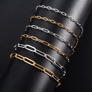 Bracelet pour femme en acier inoxydable, chaîne à maillons trombone, pour la fabrication de bijoux, accessoires DIY, bracelet de cheville pour fille - Product Image 1