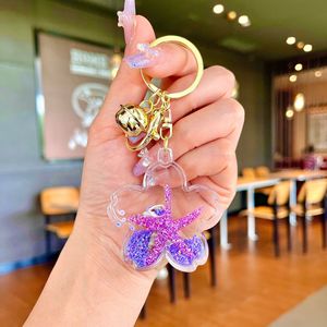 Hot Bán Kawaii Cô Gái Phụ Nữ Túi Mặt Dây Chuyền Xe <span class=keywords><strong>Keyring</strong></span> Nổi Dầu Móc Chìa Khóa Long Lanh Phim Hoạt Hình Acrylic Dễ Thương Sao Biển Lỏng Keychain - Product Image 4