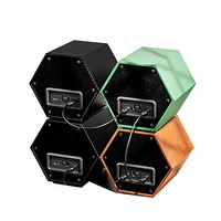 Remontoir de montre de luxe hexagonal en cuir PU avec lunette électroplaquée, série connectable 6 couleurs, boîtier pour marques professionnelles en ligne