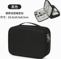 Organizer Kabel Aksesori Elektronik Digital Dua Lapis dengan Penutup Ritsleting Bahan Poliester Gaya Fashion Tas USB untuk Perjalanan