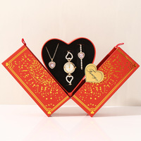 Ensemble cadeau personnalisé Wisteria pour femme : montre en quartz, collier, boucles d'oreilles, souvenirs d'anniversaire et de Saint-Valentin, coffret cadeau de luxe en forme de cœur