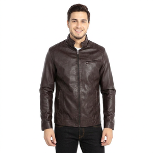 Chaqueta Varsity de Cuero Genuino con Capucha y Cuello Alto Estilo Vintage para Hombre, en Varios Colores, Precio Más Vendido - Product Image 1