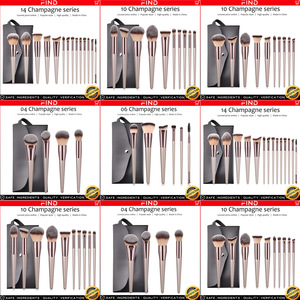 Juego de Brochas de Maquillaje Profesionales Champange con Logotipo Personalizado, Brochas Veganas de Pelo Sintético de Seda de Lujo con Estuche - Product Image 1