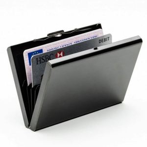 Mens Slim Stainless Steel Rfid Blocking Cardholder <b>Wallet</b> <b>Metal</b> Credit Card Case Card Sleeves With 6 Slots - Product Image 2