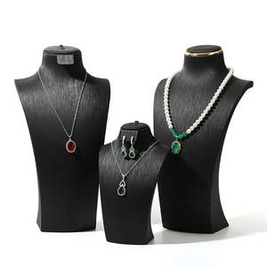 WEIMEI Black PU Leather Necklace <b>Display</b> <b>Stand</b> for Pendant Custom Logo - Product Image 2