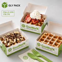 Boîte à gaufres en papier alimentaire personnalisée pour gaufres bulles, glaces et desserts à emporter avec coupelles à sauce