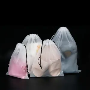 Custom Logo Size Drawstring Gift Bags Peva Plastic Drawstring Bag Plastic Plastic Drawstring Bag