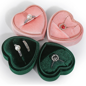 Элитная подарочная коробка для обручального кольца и колье в форме сердца из корейского бархата с возможностью нанесения логотипа на заказ, для Дня святого Валентина - Product Image 4